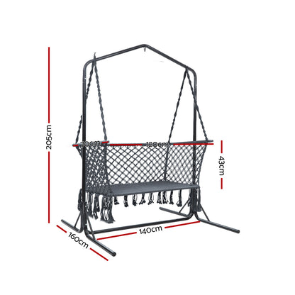 Gardeon Outdoor Swing Hammock Chair with Stand Frame 2 Seater Bench Furniture-Home &amp; Garden &gt; Hammocks-PEROZ Accessories