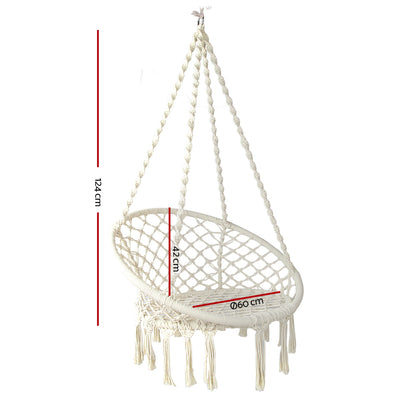 Gardeon Hammock Chair Swing Bed Relax Rope Portable Outdoor Hanging Indoor 124CM-Hammock-PEROZ Accessories