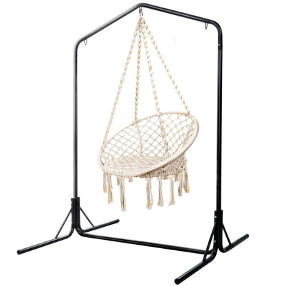 Gardeon Outdoor Hammock Chair with Stand Cotton Swing Relax Hanging 124CM Cream-Hammock-PEROZ Accessories