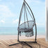 Gardeon Outdoor Hammock Chair with Steel Stand Cotton Swing Hanging 124CM Grey-Hammock-PEROZ Accessories