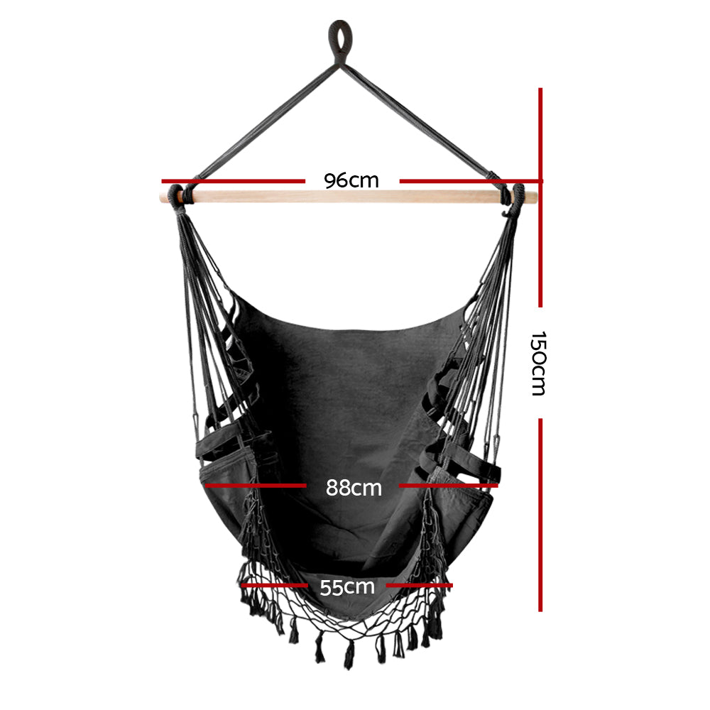 Gardeon Hammock Swing Chair - Grey-Hammock-PEROZ Accessories