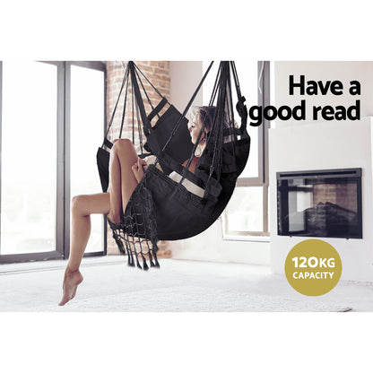 Gardeon Hammock Swing Chair - Grey-Hammock-PEROZ Accessories