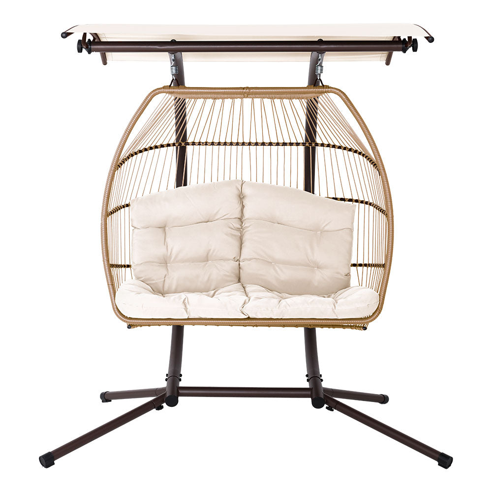 Gardeon Outdoor Furniture Lounge Hanging Swing Chair Egg Hammock Stand Rattan Wicker Latte-Furniture &gt; Outdoor-PEROZ Accessories