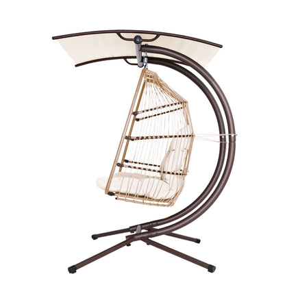 Gardeon Outdoor Furniture Lounge Hanging Swing Chair Egg Hammock Stand Rattan Wicker Latte-Furniture &gt; Outdoor-PEROZ Accessories