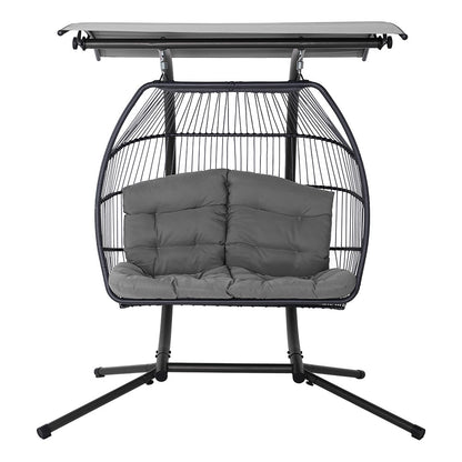 Gardeon Outdoor Furniture Lounge Hanging Swing Chair Egg Hammock Stand Rattan Wicker Grey-Furniture &gt; Outdoor-PEROZ Accessories