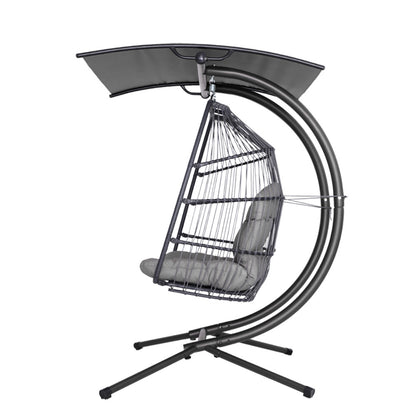 Gardeon Outdoor Furniture Lounge Hanging Swing Chair Egg Hammock Stand Rattan Wicker Grey-Furniture &gt; Outdoor-PEROZ Accessories