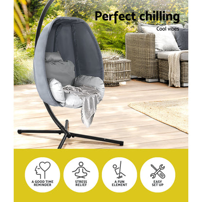 Gardeon Outdoor Furniture Egg Hammock Hanging Swing Chair Pod Lounge Chairs-Furniture &gt; Outdoor-PEROZ Accessories