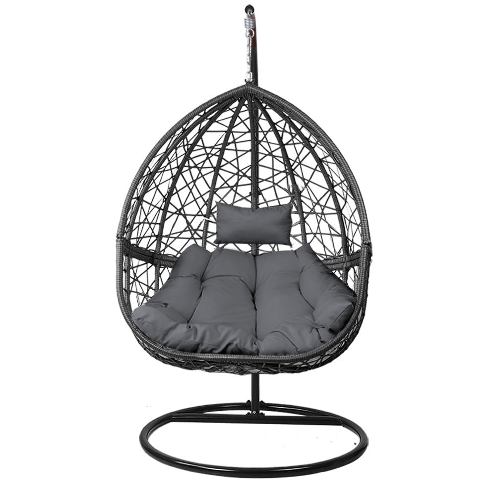 Gardeon Outdoor Hanging Swing Chair - Black-Hammock-PEROZ Accessories