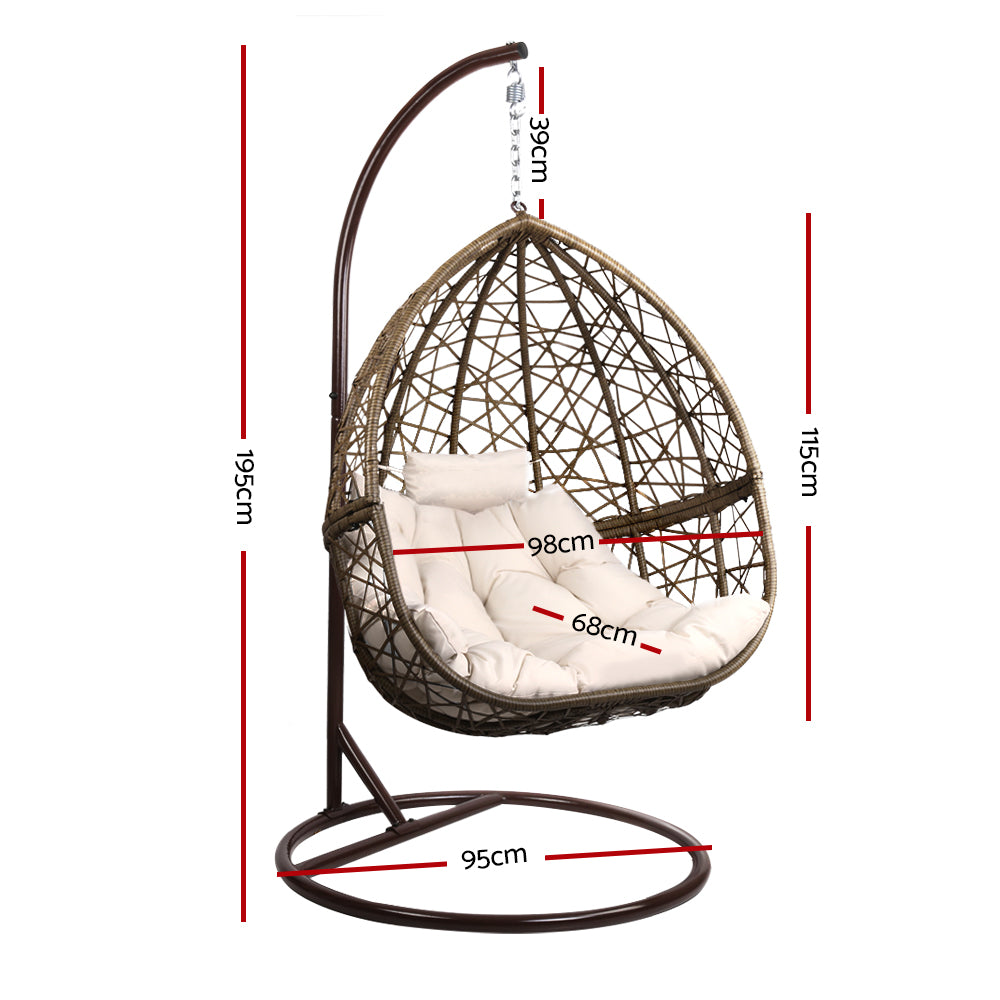 Gardeon Outdoor Hanging Swing Chair - Brown-Hammock-PEROZ Accessories