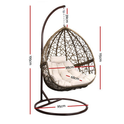 Gardeon Outdoor Hanging Swing Chair - Brown-Hammock-PEROZ Accessories