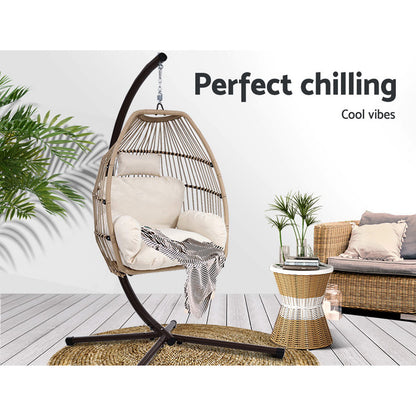 Gardeon Outdoor Furniture Egg Hanging Swing Chair Stand Wicker Rattan Hammock-Furniture &gt; Outdoor-PEROZ Accessories