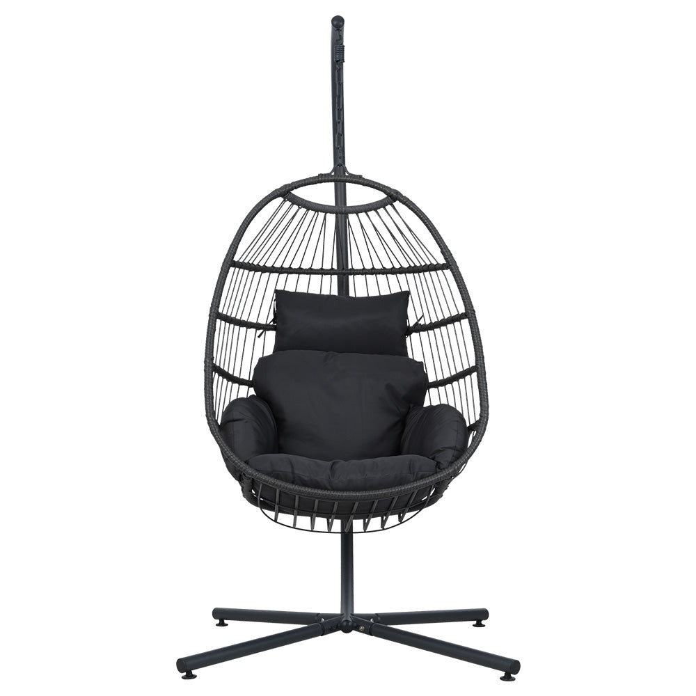 Gardeon Egg Swing Chair Hammock Stand Outdoor Furniture Hanging Wicker Seat Grey-Furniture &gt; Outdoor-PEROZ Accessories