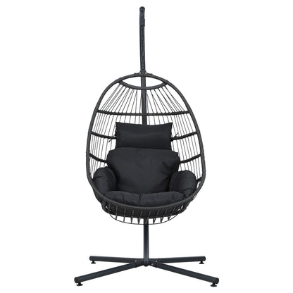 Gardeon Egg Swing Chair Hammock Stand Outdoor Furniture Hanging Wicker Seat Grey-Furniture &gt; Outdoor-PEROZ Accessories