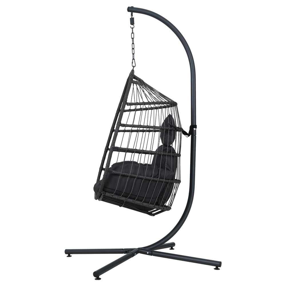 Gardeon Egg Swing Chair Hammock Stand Outdoor Furniture Hanging Wicker Seat Grey-Furniture &gt; Outdoor-PEROZ Accessories