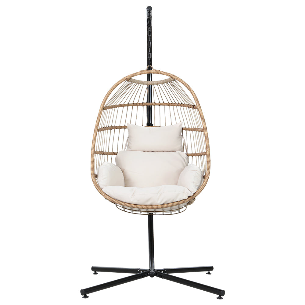 Gardeon Egg Swing Chair Hammock With Stand Outdoor Furniture Hanging Wicker Seat-Hammock-PEROZ Accessories