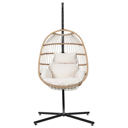 Gardeon Egg Swing Chair Hammock With Stand Outdoor Furniture Hanging Wicker Seat-Hammock-PEROZ Accessories