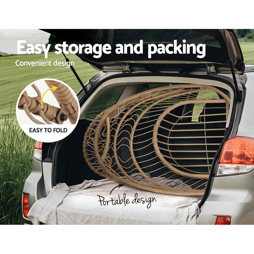 Gardeon Egg Swing Chair Hammock With Stand Outdoor Furniture Hanging Wicker Seat-Hammock-PEROZ Accessories