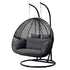 Gardeon Outdoor Egg Swing Chair Hanging Pod Chair Wicker Cushion 2 Person Grey-Home & Garden > Garden Furniture-PEROZ Accessories