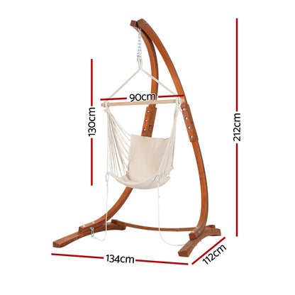 Gardeon Wooden Hammock Chair with Stand Outdoor Lounger Camping Hammock Timber-Furniture &gt; Outdoor-PEROZ Accessories