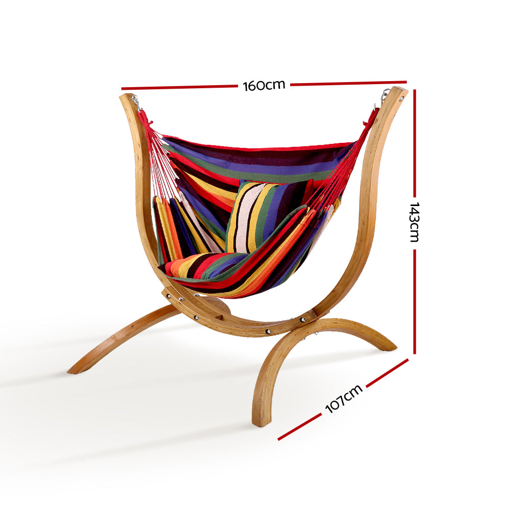 Gardeon Hammock with Wooden Hammock Stand-Home &amp; Garden &gt; Hammocks-PEROZ Accessories