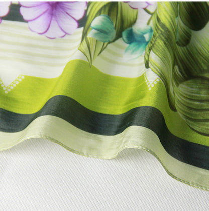 Anyyou 100% Mulberry Silk Avocado Green Long Scarf Luxury Brand Women Beach Shawl Wear Swimwear Pashimina Face Shield Foulard-Scarves-PEROZ Accessories