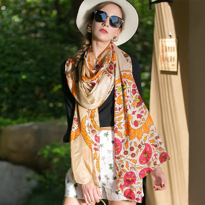 Anyyou 100% Mulberry Silk Gray Long Scarf Luxury Brand Women Beach Shawl Wear Swimwear Pashimina Face Shield Foulard-Scarves-PEROZ Accessories