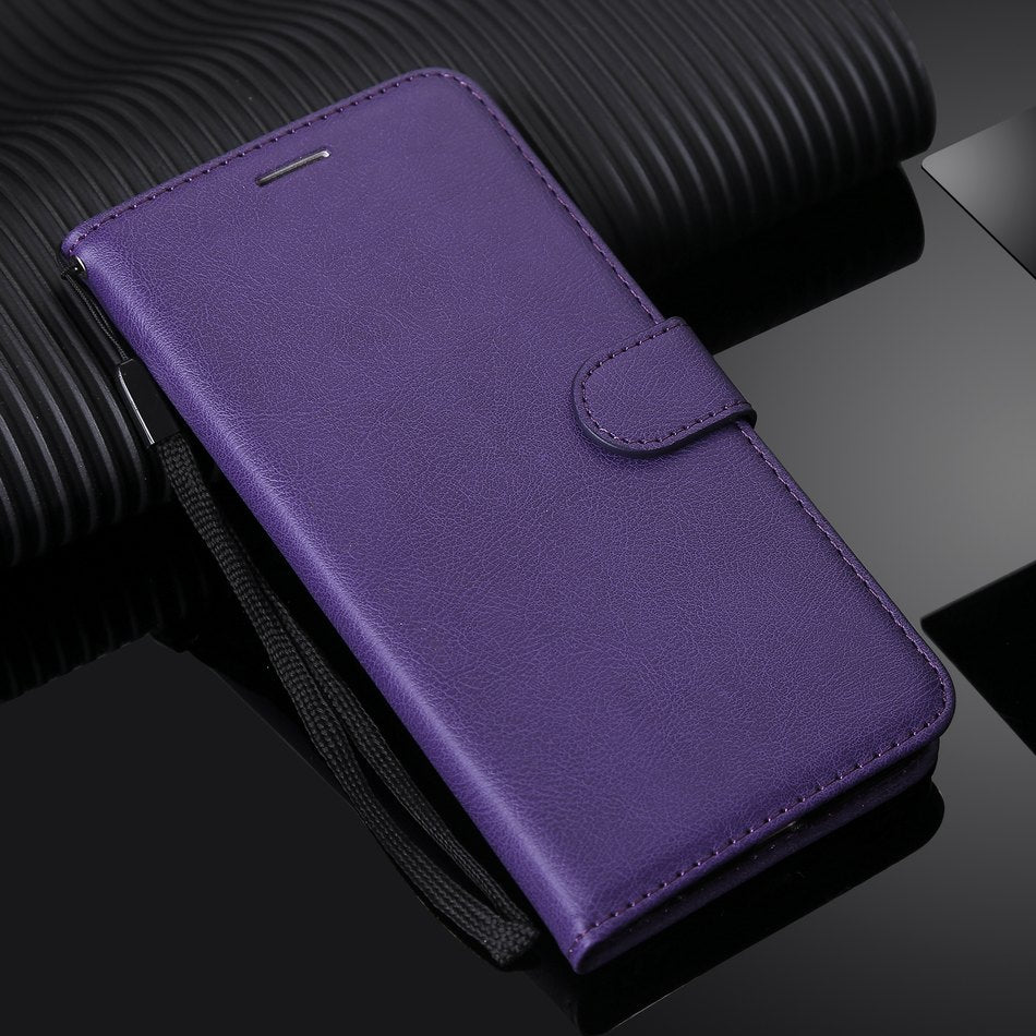 Anymob Samsung Case Purple Luxury Solid Color Wallet Leather Flip Cover Phone Protection-Mobile Phone Cases-PEROZ Accessories