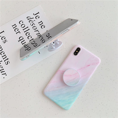 Anymob iPhone Case Pink and Green Gradient Marble Cover Silicone Phone With Holder Stand-Mobile Phone Cases-PEROZ Accessories