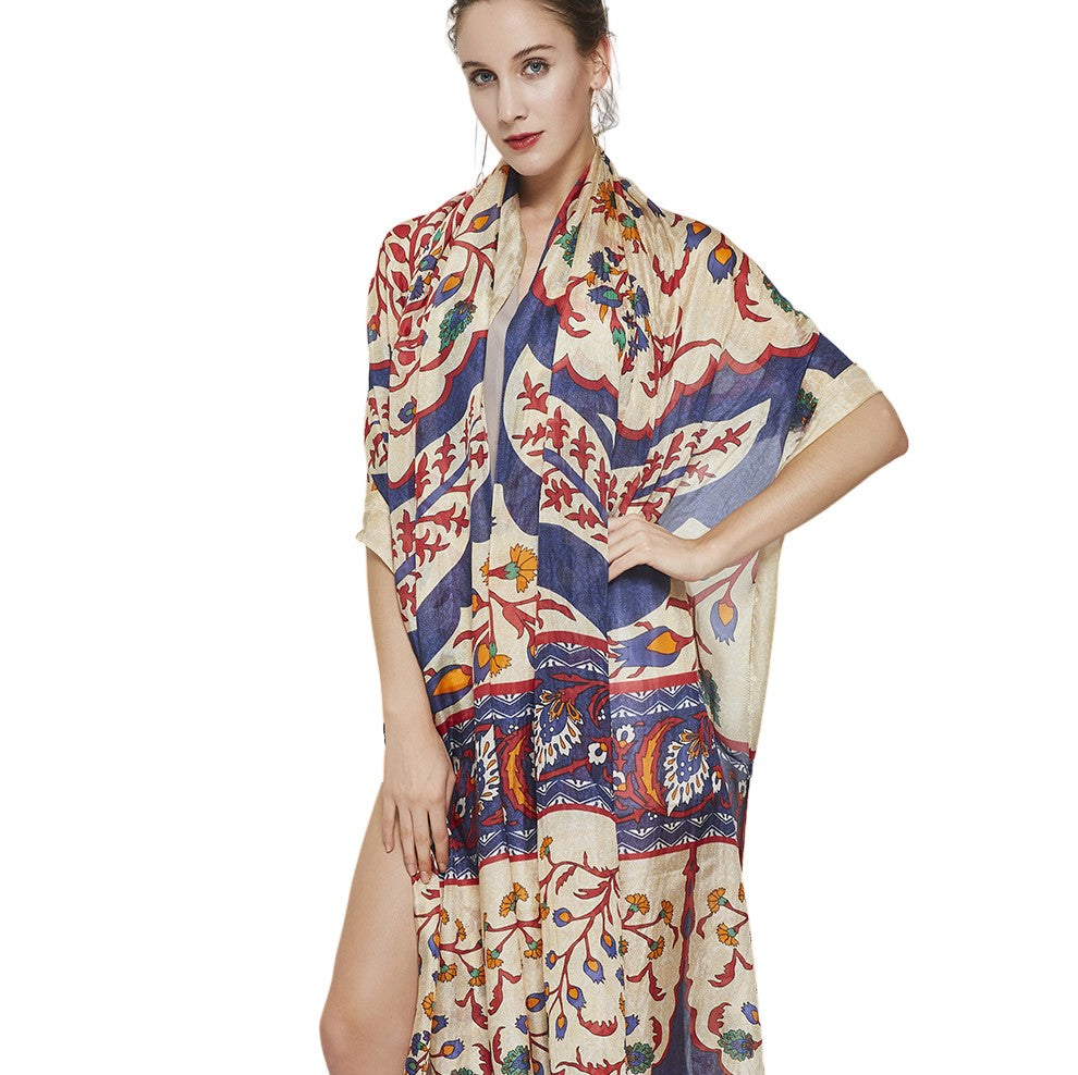 Anyyou 100% Mulberry Silk Khaki Long Scarf Luxury Brand Women Beach Shawl Wear Swimwear Pashimina Face Shield Foulard-Scarves-PEROZ Accessories