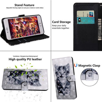 Anymob Samsung Black And White Kitty Leather Sparkling Case Wallet Flip Magnetic Cover-Mobile Phone Cases-PEROZ Accessories