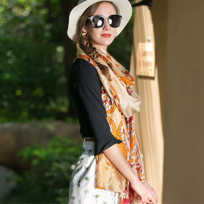 Anyyou 100% Mulberry Silk Gray Long Scarf Luxury Brand Women Beach Shawl Wear Swimwear Pashimina Face Shield Foulard-Scarves-PEROZ Accessories