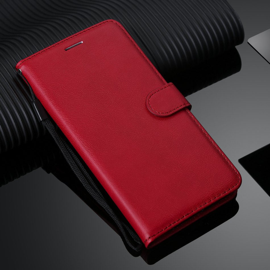Anymob Samsung Case Red Luxury Solid Color Wallet Leather Flip Cover Phone Protection-Mobile Phone Cases-PEROZ Accessories