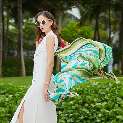Anyyou 100% Mulberry Silk Avocado Green Long Scarf Luxury Brand Women Beach Shawl Wear Swimwear Pashimina Face Shield Foulard-Scarves-PEROZ Accessories