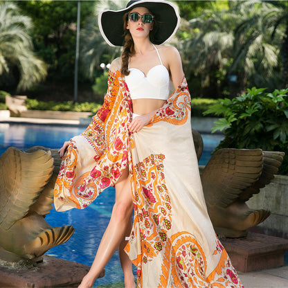 Anyyou 100% Mulberry Silk Gray Long Scarf Luxury Brand Women Beach Shawl Wear Swimwear Pashimina Face Shield Foulard-Scarves-PEROZ Accessories