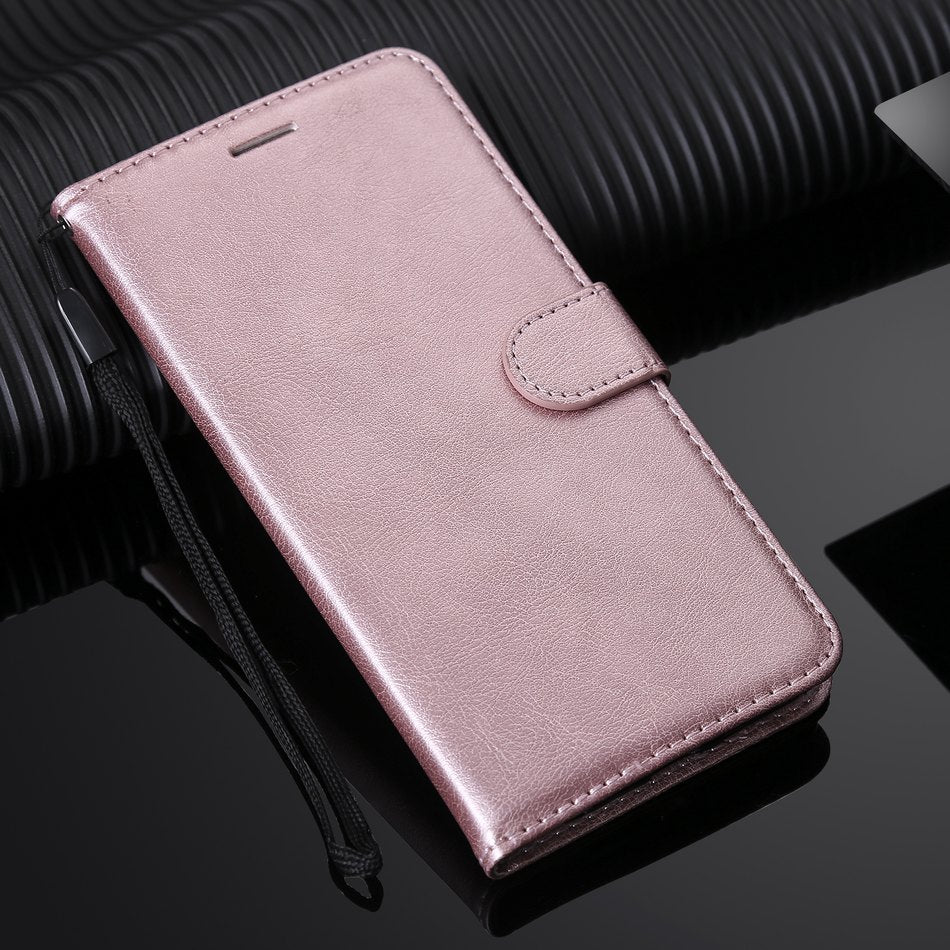 Anymob Samsung Case Rose Pink Luxury Solid Color Wallet Leather Flip Cover Phone Protection-Mobile Phone Cases-PEROZ Accessories