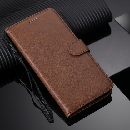 Anymob Xiaomi Redmi Case Brown Luxury Solid Color Leather Wallet Flip Phone Cover Protection-Mobile Phone Cases-PEROZ Accessories