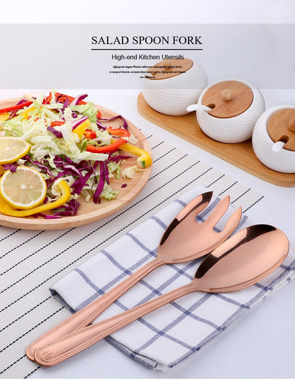 Anygleam Rose Gold Stainless Steel 2 Pcs Giant Salad Spoon and Fork Set for Buffet and Restaurant Kitchenware-Kitchen Tools &amp; Utensils-PEROZ Accessories