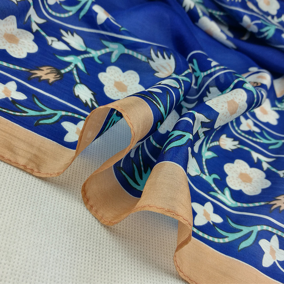 Anyyou 100% Mulberry Silk Ocean Blue Long Scarf Luxury Brand Women Beach Shawl Wear Swimwear Pashimina Face Shield Foulard-Scarves-PEROZ Accessories