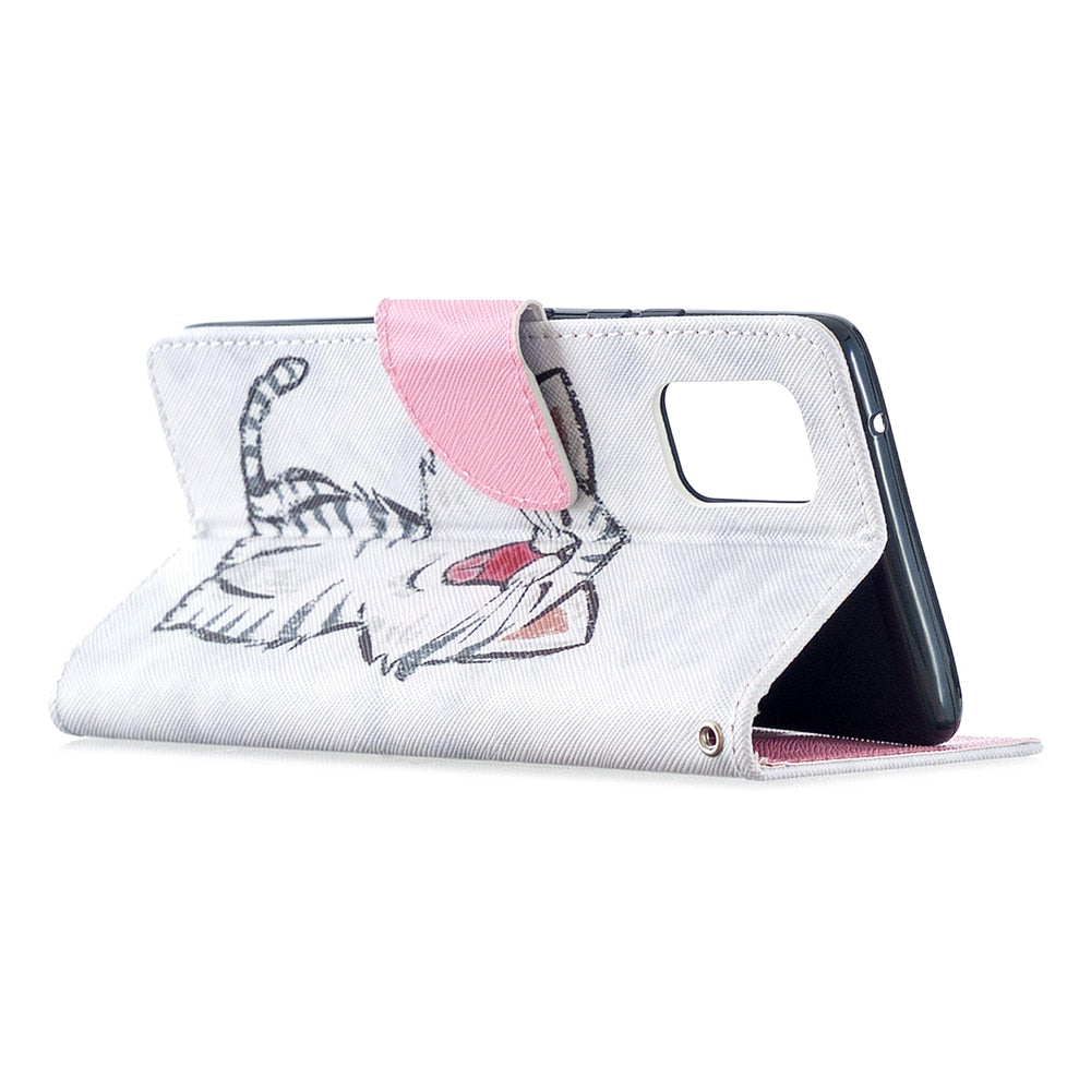 Anymob Samsung Case White And Black Flower Cartoon Flip Leather Wallet Phone Cover Protection-Mobile Phone Cases-PEROZ Accessories