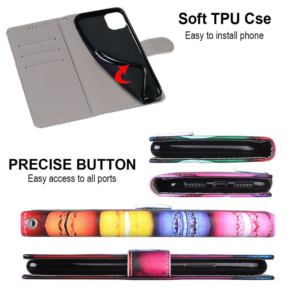 Anymob Samsung Case Black Lion Magnetic Flip Leather Card Slot Wallet Phone Cover Protection-Mobile Phone Cases-PEROZ Accessories