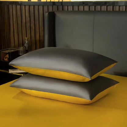 Anyhouz Duvet Comforter Set Queen Deep Grey/ Yellow Egyptian Cotton Thick Blanket Bedspread 6 Pcs Bed Set-Comforter-PEROZ Accessories