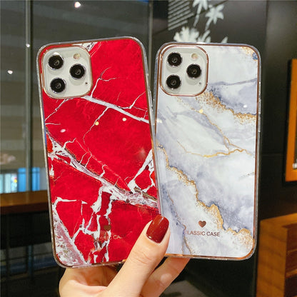 Anymob iPhone Case White Electroplated Marble Pattern Silicone Protection Cover-Mobile Phone Cases-PEROZ Accessories