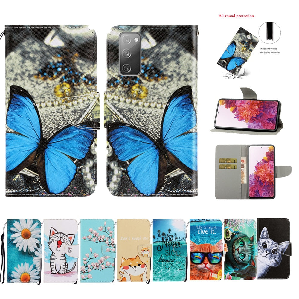 Anymob Samsung Invisible Cat Magnetic Flip Wallet Case Painted Leather Phone Cover-Mobile Phone Cases-PEROZ Accessories