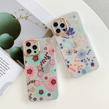Anymob iPhone Case Red Plating Flowers Case Transparent Acrylic Bumper Back Cover-Mobile Phone Cases-PEROZ Accessories