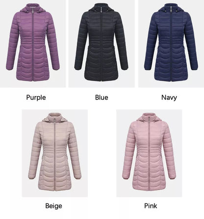 Anychic Womens Padded Puffer Jacket Large Black Ultralightweight Ultralight Coat With Detachable Hood Lightweight Outwear Clothing-Coats &amp; Jackets-PEROZ Accessories