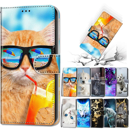 Anymob Samsung Puppy Cute Animal Painted Leather Phone Case Flip Wallet Phone Bag Cover-Mobile Phone Cases-PEROZ Accessories
