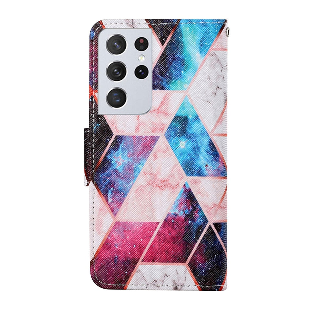 Anymob Samsung Abstract Pattern Phone Case Magnetic Flip Leather Wallet Painted Cover-Mobile Phone Cases-PEROZ Accessories