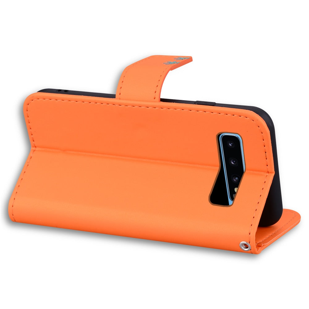 Anymob Samsung Orange Flip Leather Case Wallet Phone Cover-Mobile Phone Cases-PEROZ Accessories