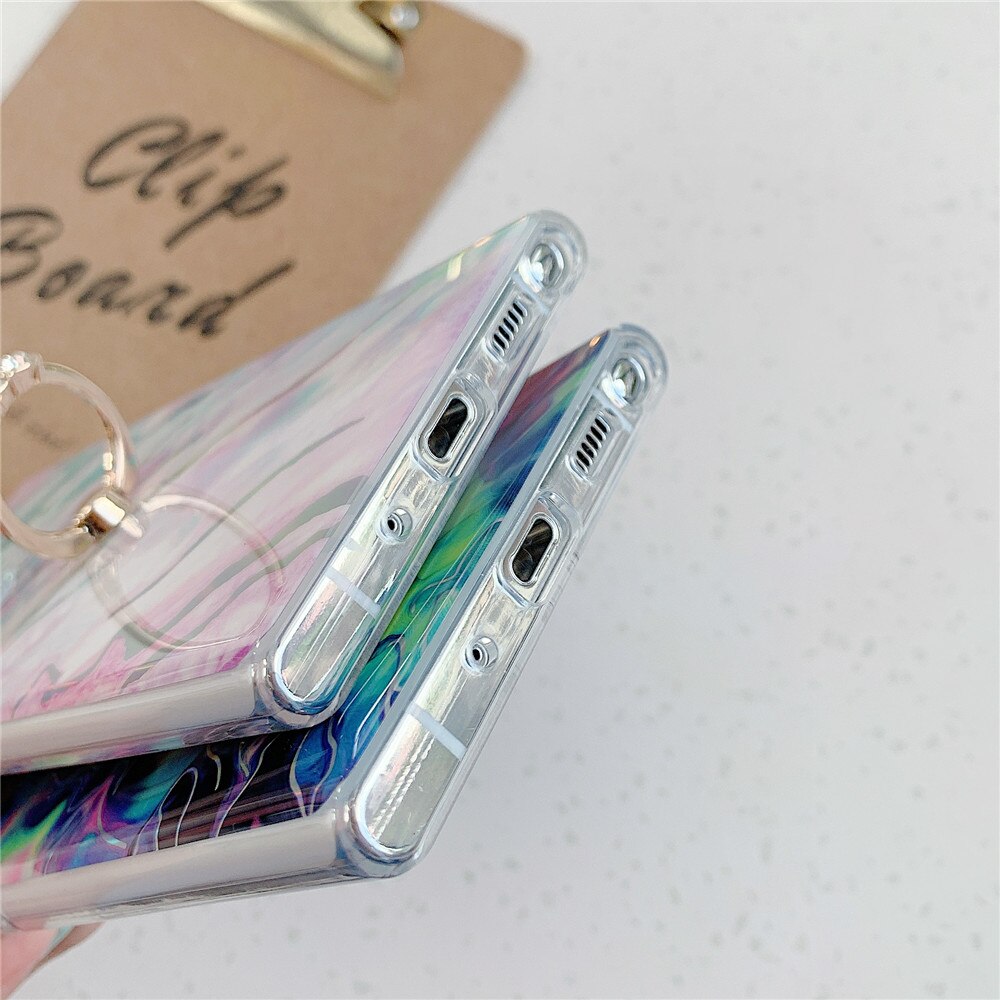 Anymob Samsung Violet Laser Marble Gradient Phone Case Ring Holder Back Cover-Mobile Phone Cases-PEROZ Accessories