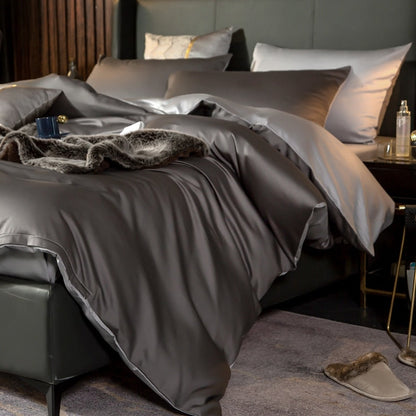 Anyhouz Duvet Comforter Set UK King Deep Grey/ Light Grey Egyptian Cotton Thick Blanket Bedspread 6 Pcs Bed Set-Comforter-PEROZ Accessories